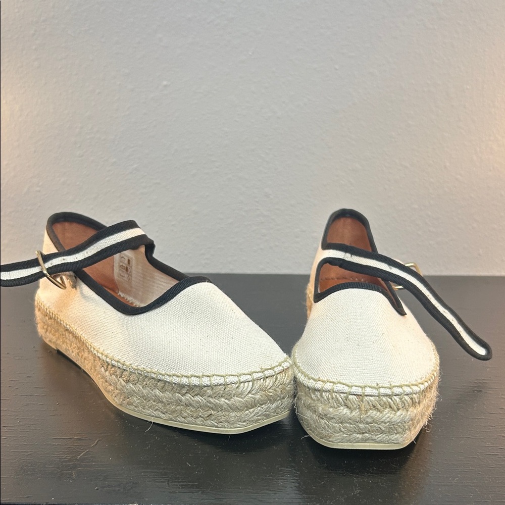 Anthropologie Maeve Canvas Espadrilles with Black Edging